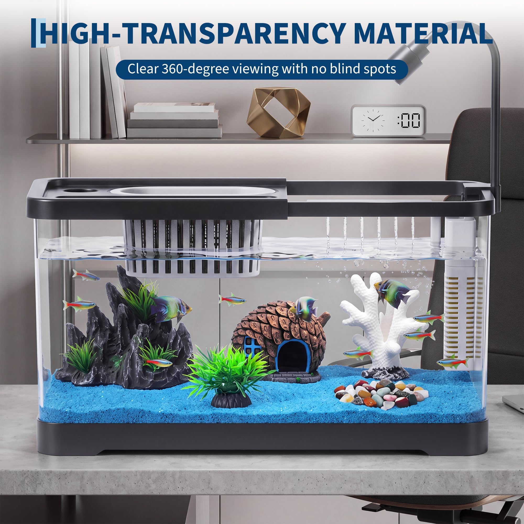 어항 스타터 키트(필터 및 조명 포함) - 금붕어, 새 - Betta Fish Tank 리뷰 및 가격