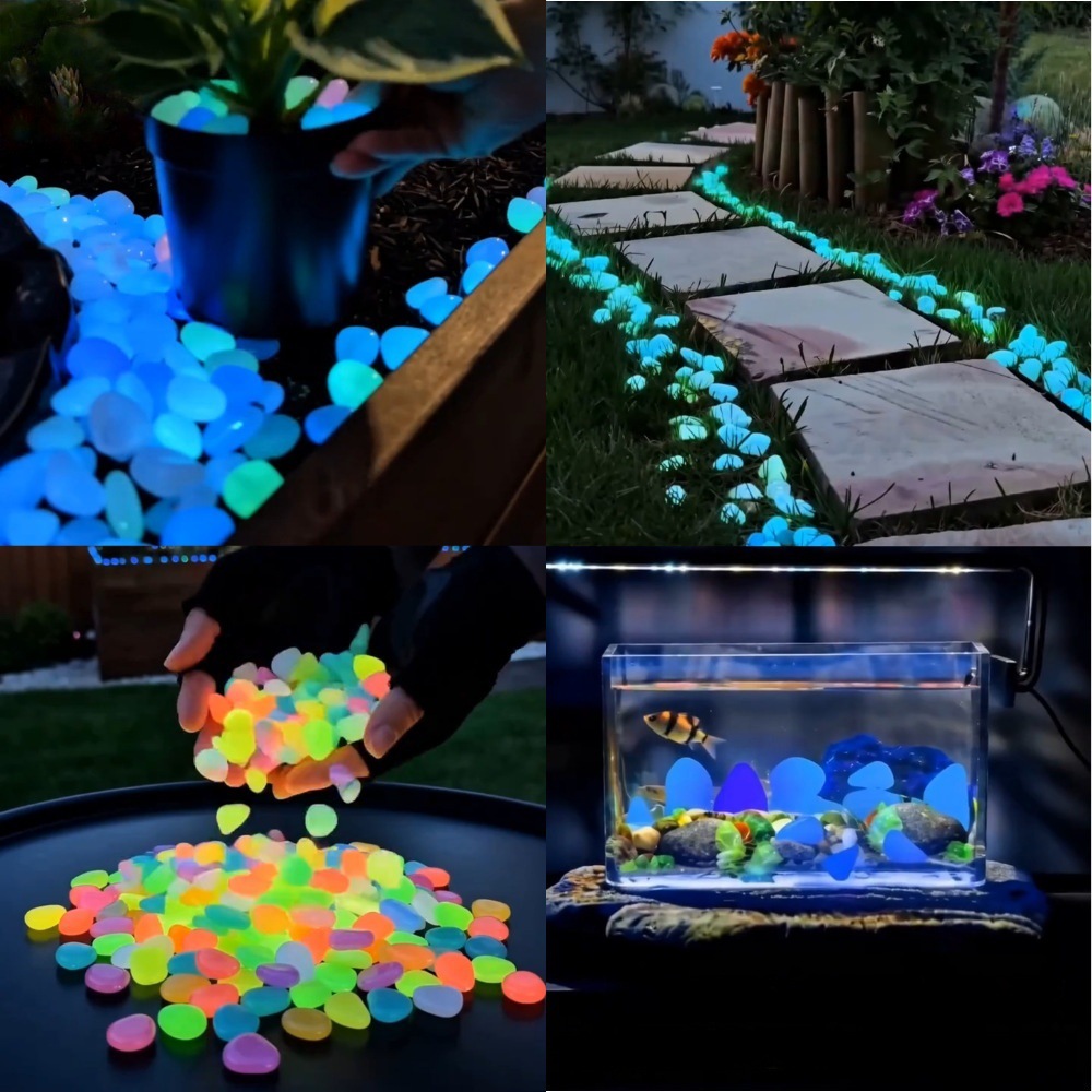 다채로운 야광 조약돌 정원석, 야외 정원 통로, 어항, - Aquarium Light 리뷰 및 가격